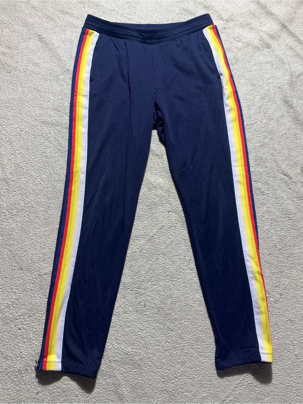 American Eagle Sweatpants Womens Small Multicolor Side Stripes Ankle Zip Stretch